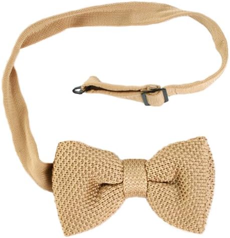 VoiVoila Men's Pre-Tied Waffle Knit Bow Ties-length: 4 inches,width: 2.15 inches-Beige