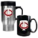 Minnesota Twins Stainless Steel Travel Mug and Black Ceramic Mug Set  (Primary Logo)
