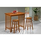 IMAGE OF Oak Finished Breakfast Bar Set - 3 Piece (Oak Finish) (36