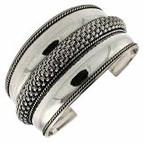 Sterling Silver Thick Basket Weave Braided Cuff Bangle