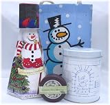 Holiday Tea Party - Rooibos & Mandarin Orange Herbal Tea, Snowman Tote, Snowman Cookie Box & Tasty Green Tea Mints