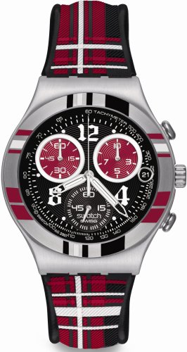 Swatch Men's Irony YCS504 Red Resin Quartz Watch with Black Dial
