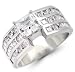 Cheap 14k Solid White Gold Square Princess Cut CZ Cubic Zirconia Engagement Ring On Sale