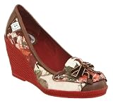 Miss L Fire Millie Tie Wedge Red Floral Prt - 7 Uk