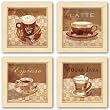 Mocha Java, Cappuccino, Latte, and Espresso Set by Linda Maron 10"x10" Art Print Poster