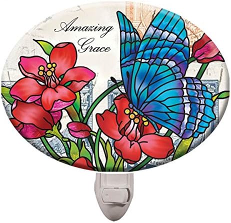 Amazin Grace Butterfly Postcard Stained Glass Decorative Night Light