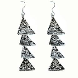 Handmade Earrings Sterling Silver Jewelry 3 inches (ers205)