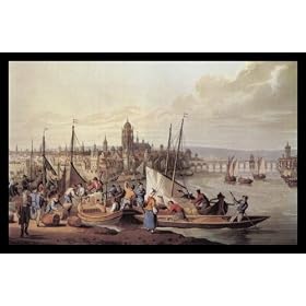 Robert Bowyer (Frankfurt am Main, the view from the southwest, in the foreground investing ships) Gold Wood-Mounted Art Poster Print - 11