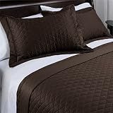 400 tc Hotel Brown/Chocolate Cotton Full/Queen Size Bedding Quilt Coverlet Set
