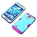 Galaxy S4 Case, Tradekmk(TM) Latest Fashion Hot Sale Hybrid Hard Soft Combo Three-in-one Durable Bumper Armor Back Case Cover Protector Compatible with Samsung Galaxy S4 i9500[+Stylus+Screen Protector+Cleaning Cloth]-(Blue+Purple)