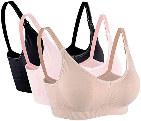 Women's Seamless Nursing Bra Padded Maternity Comfort Sleep Bralette Color Black Nude Pink Size S