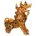 Lacquer Foo Dog Dragons- Gold/Green 5L x 3W x 7H