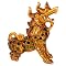 Lacquer Foo Dog Dragons- Gold/Green 5L x 3W x 7H