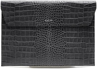 Pinetti Men's Real Leather Crocodile Pattern Velcro Flap Clutch One Size Gray