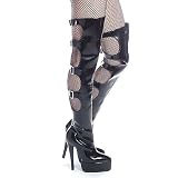 REVENGE-3018 6 Thigh Boot, Black Patent-Size 14