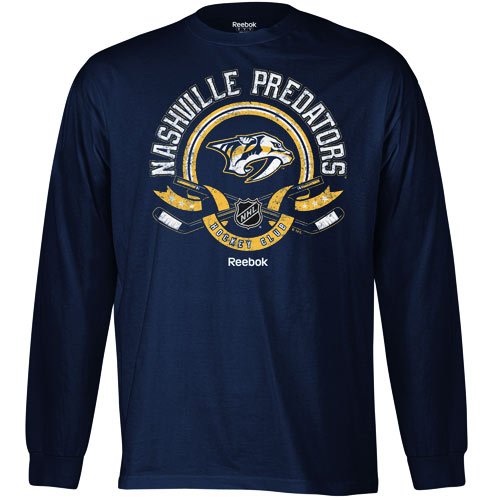Reebok Nashville Predators The Main Attraction Long Sleeve T-Shirt - Navy Blue (Large)