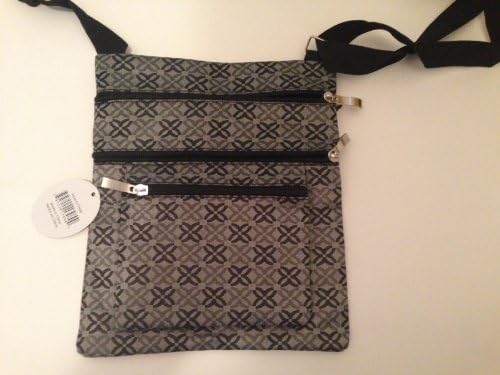 Messenger Bag - Shoulder or Crossbody Strap - Multi-pocket (Brown with Flower)
