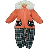 2016年 秋冬 UZUCHAT チェック切替 中綿ジャンプスーツ ウズチャット 撥水加工 防寒衣料 uzulan オレンジ◇95cm