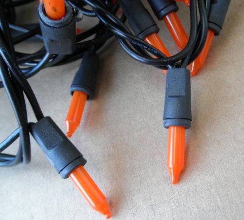 Set of 100 Orange Mini Light Set - 24.7ft lighted length - Indoor/Outdoor Use - Great for Halloween