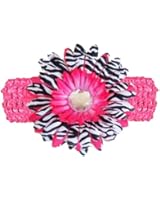 Hot Pink Black White Zebra Jewel Gerbera Daisy Flower Pink Crochet Headband Gerber - girls child baby toddler apparel head hair band bow bows girl soft infant youth accessory