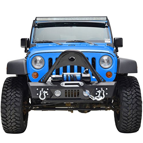 GSI Jeep JK Wrangler Black Stinger Front Bumper with Winch Plate