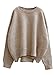 Futurino Women's Crew Neck Solid Long Drop Sleeves Loose Knit Pullover Sweater