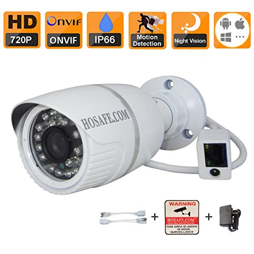 Hosafe 1mb1w hd ip camera outdoor 720p night vision onvif h.264 m…