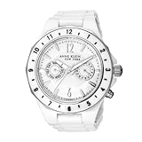 Anne Klein New York Women's 121979WMWB Silver-Tone and White Ceramic Bracelet Watch