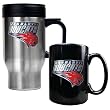 Charlotte Bobcats Stainless Steel Travel Mug & Black Ceramic Mug Set - Primary Logo NBA Basketball