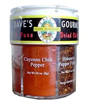 Dave's Gourmet Six Pure Chiles Gift Shaker Contains Six of the Finest Pure Chiles Ground and Filled In Order of Heat Level. Forget About Having 6 Different Spice Jars When This is All You Will Ever Need Very Convenient and Saves Space and Money.Makes A Great Gift!