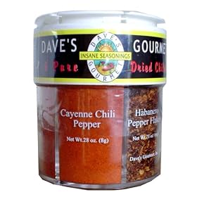 Dave's Gourmet Six Pure Chiles Gift Shaker Contains Six of the Finest Pure Chiles Ground and Filled In Order of Heat Level. Forget About Having 6 Different Spice Jars When This is All You Will Ever Need Very Convenient and Saves Space and Money.Makes A Great Gift!