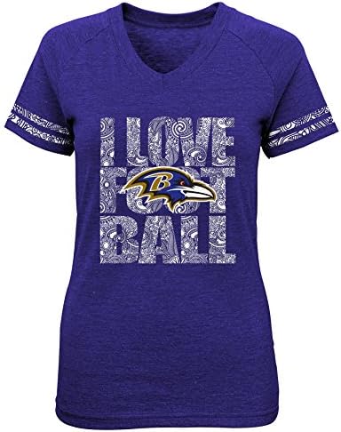 NFL Juniors' Baltimore Team Love Triblend V-Neck Tee, Large, Ravens Purple