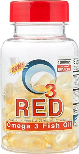 Omega 3 Fish Oil - O3 RED by O3 Naturals - 1250mg Softgel, 750 mg EPA, 250 mg DHA - 85% Pure Fish Oil - Promotes Heart and Circulatory Health