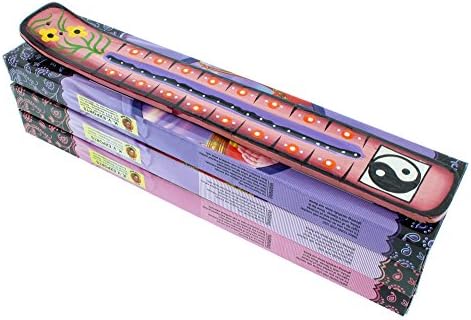 Incense Gift Pack | 1 Hand Painted Incense Burner and 3 Boxes of Incense | Yin Yang Design | Pink | by Zen Mood