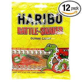 Haribo Gummi Candy, Rattle-Snakes, 5- Ounce Bags (Pack of 12)