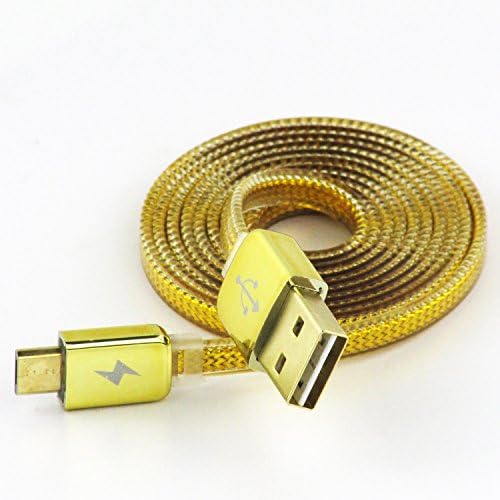 Double side interpolation (Similar USB Type C) Golden Micro USB Cable for Data Sync Charge for iPhone - Tangle Free with Gold-Plated Connectors for Android, Samsung, HTC, Sony etc (Micro USB-Android)