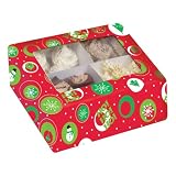 Christmas Print Cupcake Box w/Window