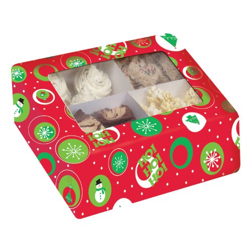 Christmas Print Cupcake Box w/Window