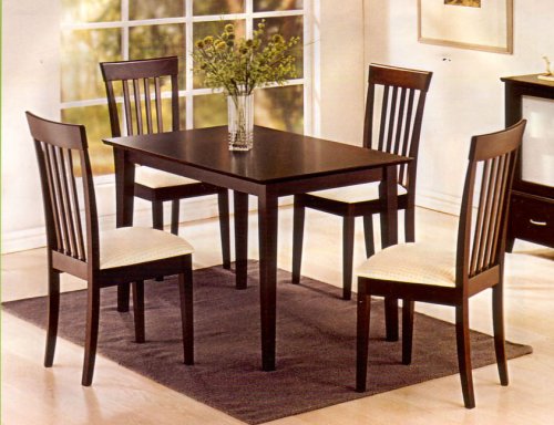 Kitchen: BEAUTIFUL CAPPUCCINO FINISH SOLID WOOD TABLE WITH 4 CHAIRS