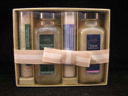 Bath & Body Works Aromatherapy Bath Gift Box including Lavender Chamomile Bubble Bath, Eucalyptus Spearmint Bubble Bath, Soothing Milk Soak, and Sea Salt Soak