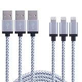 Mopow 3Packs 3FT Tangle Free Nylon Braided Lightning Cable 8 Pin USB Charging Cord with Aluminum Connector for Apple iPhone 6/6s/6 plus/6s plus, 5c/5s/5, iPad Air/Mini, iPod Nano/Touch