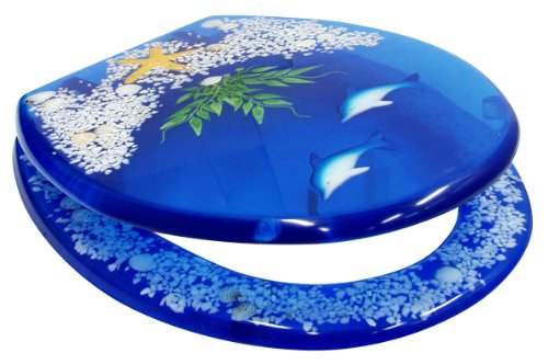 Schl&auml;fer 4644109  WC-Sitz "Delfin blue" Polyresin, Dekor 2 Delphine