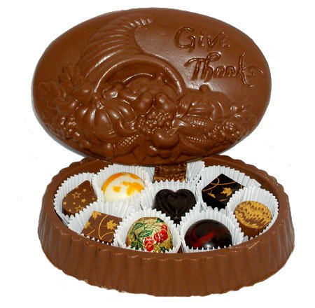 Sugar Free Thanksgiving Belgian Milk Chocolate Box Filled With Assorted Chocolates by A Bountiful Harvest