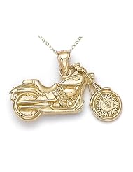 14kt Yellow Gold Large Motorcycle Pendant - Chain Included