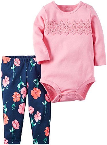 Carter's Baby Girls Bodysuit Pant Sets, Floral, 12 Months