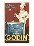 Chef with Wood-Burning Stove Stretched Canvas Poster Print, 12x16