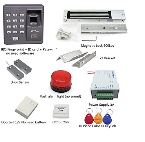 Super Deals! Fingerprint + Password + Id Card Biometric Access Control & Biometric Door Lock Door Lock Entry Kit (Magnetic Lock+ ZL Bracket)