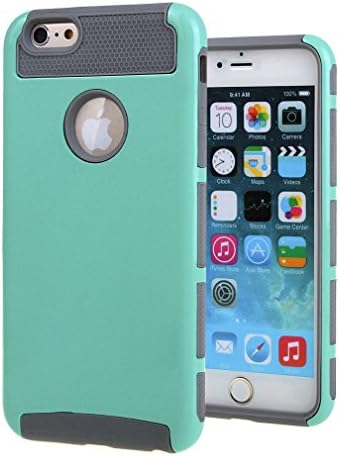 2 in 1 Case for iphone 6 , Hybrid Combination [ Silicone &amp; PC ] Dual Layer Defender Bumper Case Protective Rear Back Cover for Apple iphone 6 (4.7 inch) / iphone Air Mint Green