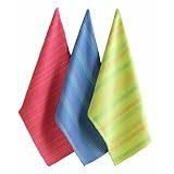 Tag 100-Percent Cotton Waffle Weave Dishtowels, Set of 3 Dot-Stripe by Tag