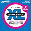 D'Addario EXL170TP Nickel Wound Bass Guitar Strings, Light, 45-100, 2 Sets, Long Scale